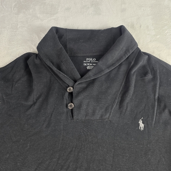 Polo Ralph Lauren 2 Button Mock Neck Long Sleeve Black Sweater Mens 2XL - Picture 4 of 8